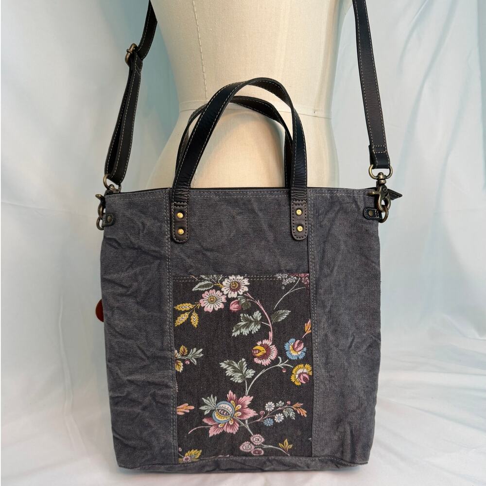 Myra Bag Floral Canvas Tote Crossbody Bag Boho Handbag